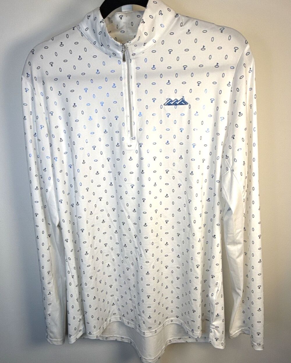 SanSoleil White Blue Print 1/4 Zip Top Golf  Womens XL Performance SPF 50